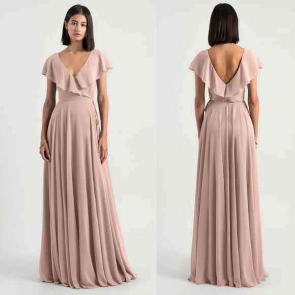 Jenny Yoo x BHLDN Ellis Flutter-Sleeve Open-Back - Picture 1 of 16